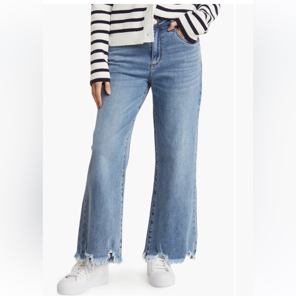 STS Blue Sabrina High Waist Wide Leg Raw Hem Jeans
